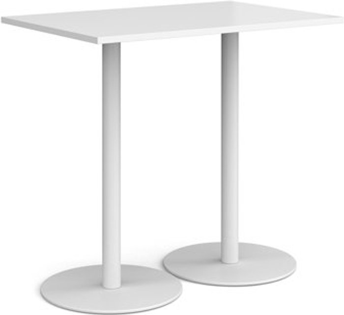 Office Monster | Monza Monza rectangular poseur table with flat round white bases 1200mm x 800mm - white Monza Monza rectangular poseur table with flat round white bases 1200mm x 800mm - white