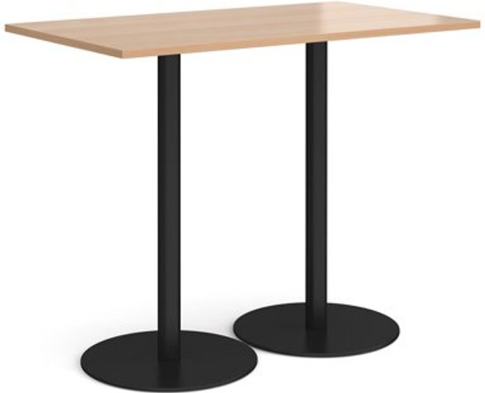 Office Monster | Monza Monza rectangular poseur table with flat round black bases 1400mm x 800mm - beech Monza Monza rectangular poseur table with flat round black bases 1400mm x 800mm - beech