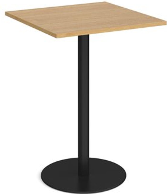 Office Monster | Monza Monza square poseur table with flat round black base 800mm - oak Monza Monza square poseur table with flat round black base 800mm - oak