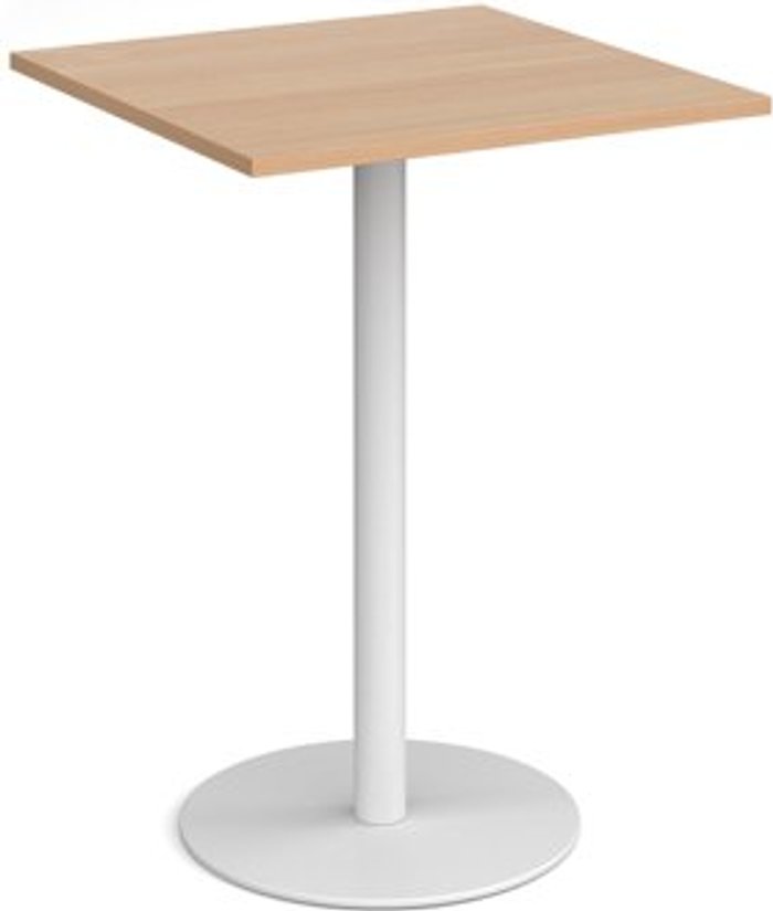 Office Monster | Monza Monza square poseur table with flat round white base 800mm - beech Monza Monza square poseur table with flat round white base 800mm - beech