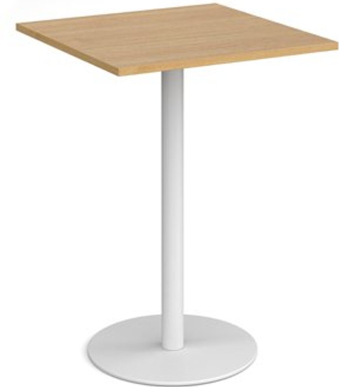 Office Monster | Monza Monza square poseur table with flat round white base 800mm - oak Monza Monza square poseur table with flat round white base 800mm - oak