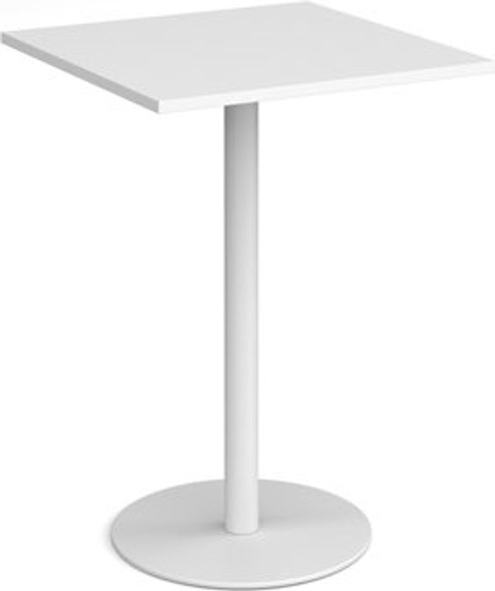 Office Monster | Monza Monza square poseur table with flat round white base 800mm - white Monza Monza square poseur table with flat round white base 800mm - white