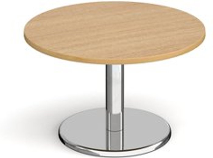 Office Monster | Pisa Pisa circular coffee table with round chrome base 800mm - oak Pisa Pisa circular coffee table with round chrome base 800mm - oak
