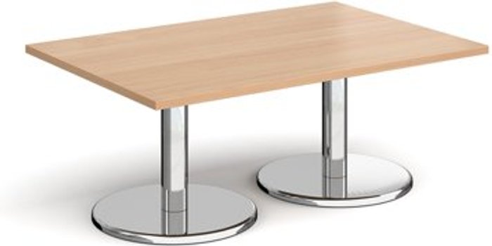 Office Monster | Pisa Pisa rectangular coffee table with round chrome bases 1200mm x 800mm - beech Pisa Pisa rectangular coffee table with round chrome bases 1200mm x 800mm - beech