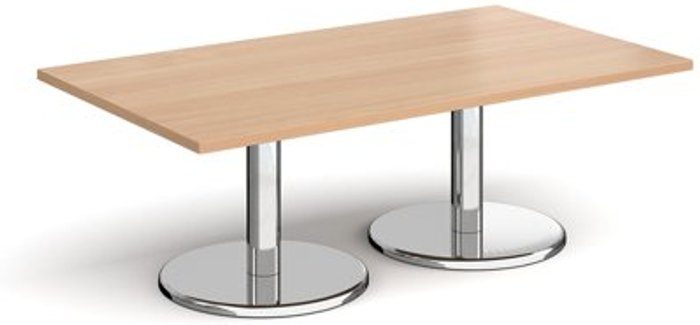 Office Monster | Pisa Pisa rectangular coffee table with round chrome bases 1400mm x 800mm - beech Pisa Pisa rectangular coffee table with round chrome bases 1400mm x 800mm - beech