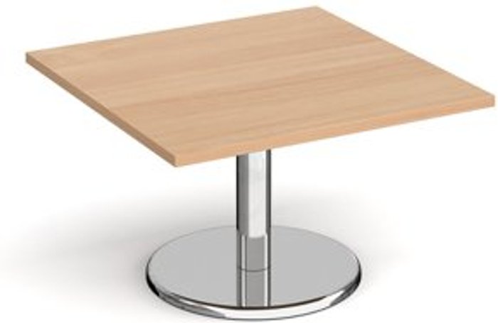 Office Monster | Pisa Pisa square coffee table with round chrome base 800mm - beech Pisa Pisa square coffee table with round chrome base 800mm - beech