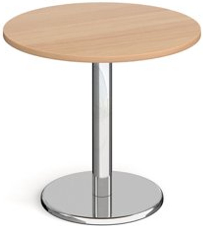 Office Monster | Pisa Pisa circular dining table with round chrome base 800mm - beech Pisa Pisa circular dining table with round chrome base 800mm - beech
