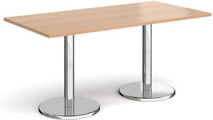 Office Monster | Pisa Pisa rectangular dining table with round chrome bases 1600mm x 800mm - beech Pisa Pisa rectangular dining table with round chrome bases 1600mm x 800mm - beech