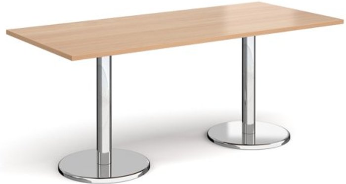 Office Monster | Pisa Pisa rectangular dining table with round chrome bases 1800mm x 800mm - beech Pisa Pisa rectangular dining table with round chrome bases 1800mm x 800mm - beech