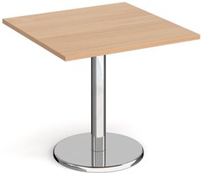 Office Monster | Pisa Pisa square dining table with round chrome base 800mm - beech Pisa Pisa square dining table with round chrome base 800mm - beech
