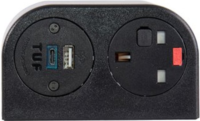 Office Monster | Phase Phase multi-surface power module 1 x UK socket, 1 x TUF (A&C connectors) USB charger - black Phase Phase multi-surface power module 1 x UK socket, 1 x TUF (A&C connectors) USB charger - black