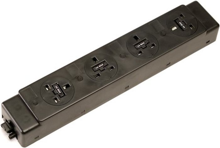 Office Monster | Dams Under desk power bar 4 x UK sockets - black Dams Under desk power bar 4 x UK sockets - black