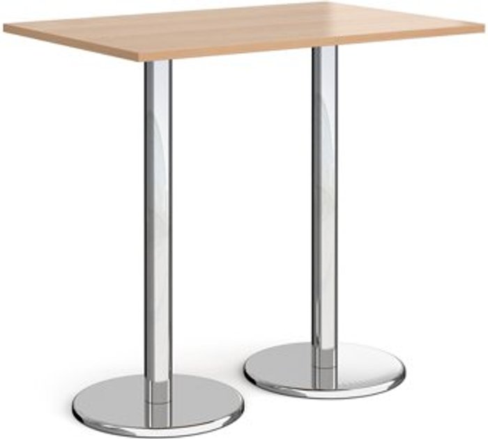Office Monster | Pisa Pisa rectangular poseur table with round chrome bases 1200mm x 800mm - beech Pisa Pisa rectangular poseur table with round chrome bases 1200mm x 800mm - beech