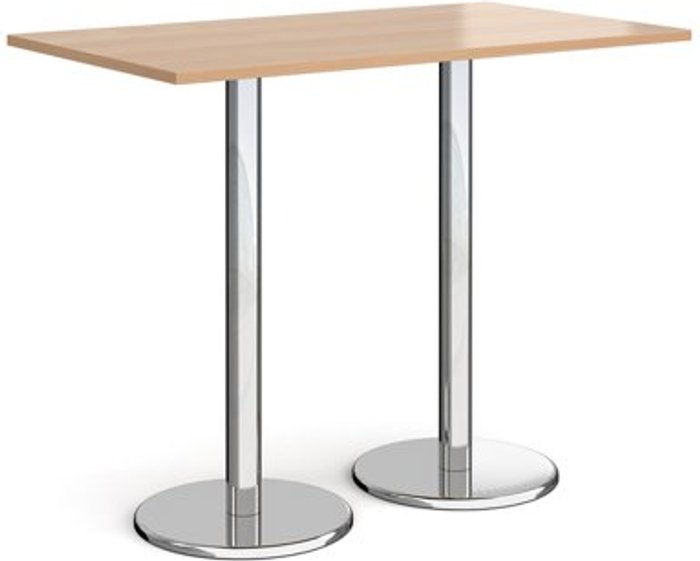Office Monster | Pisa Pisa rectangular poseur table with round chrome bases 1400mm x 800mm - beech Pisa Pisa rectangular poseur table with round chrome bases 1400mm x 800mm - beech