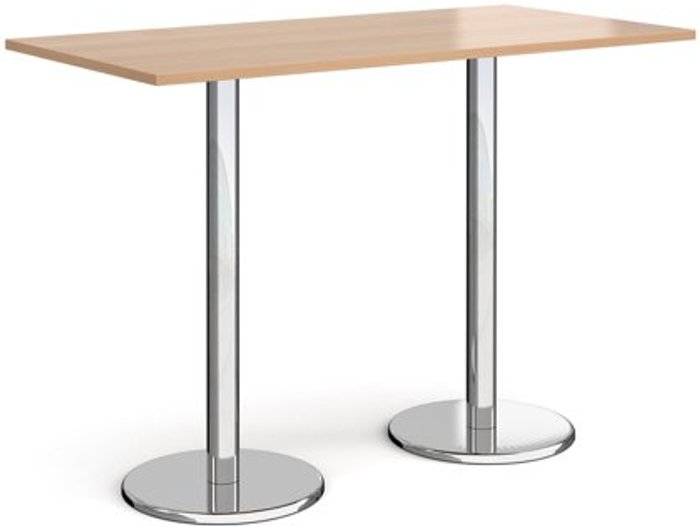 Office Monster | Pisa Pisa rectangular poseur table with round chrome bases 1600mm x 800mm - beech Pisa Pisa rectangular poseur table with round chrome bases 1600mm x 800mm - beech