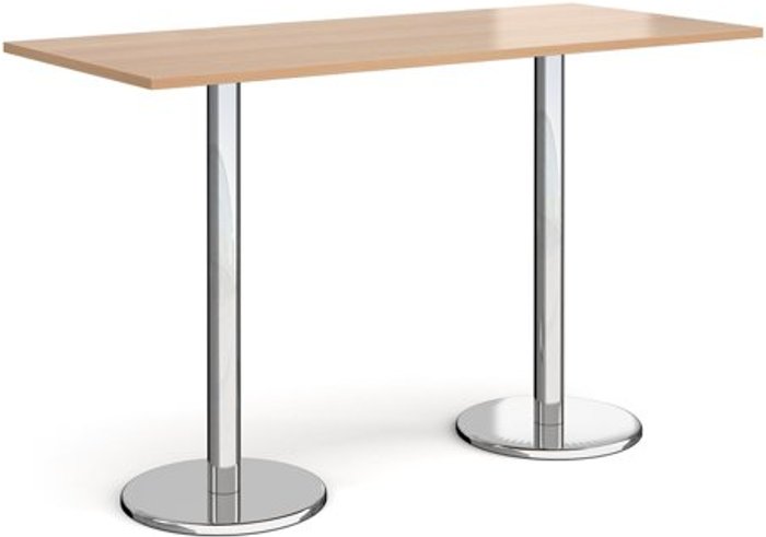 Office Monster | Pisa Pisa rectangular poseur table with round chrome bases 1800mm x 800mm - beech Pisa Pisa rectangular poseur table with round chrome bases 1800mm x 800mm - beech