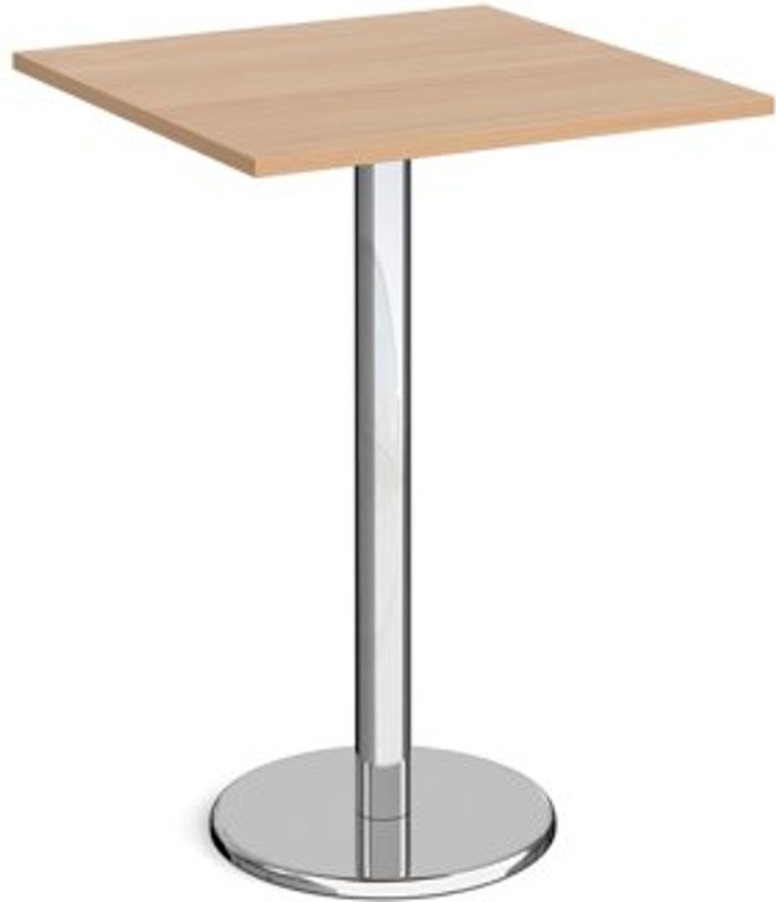 Office Monster | Pisa Pisa square poseur table with round chrome base 800mm - beech Pisa Pisa square poseur table with round chrome base 800mm - beech