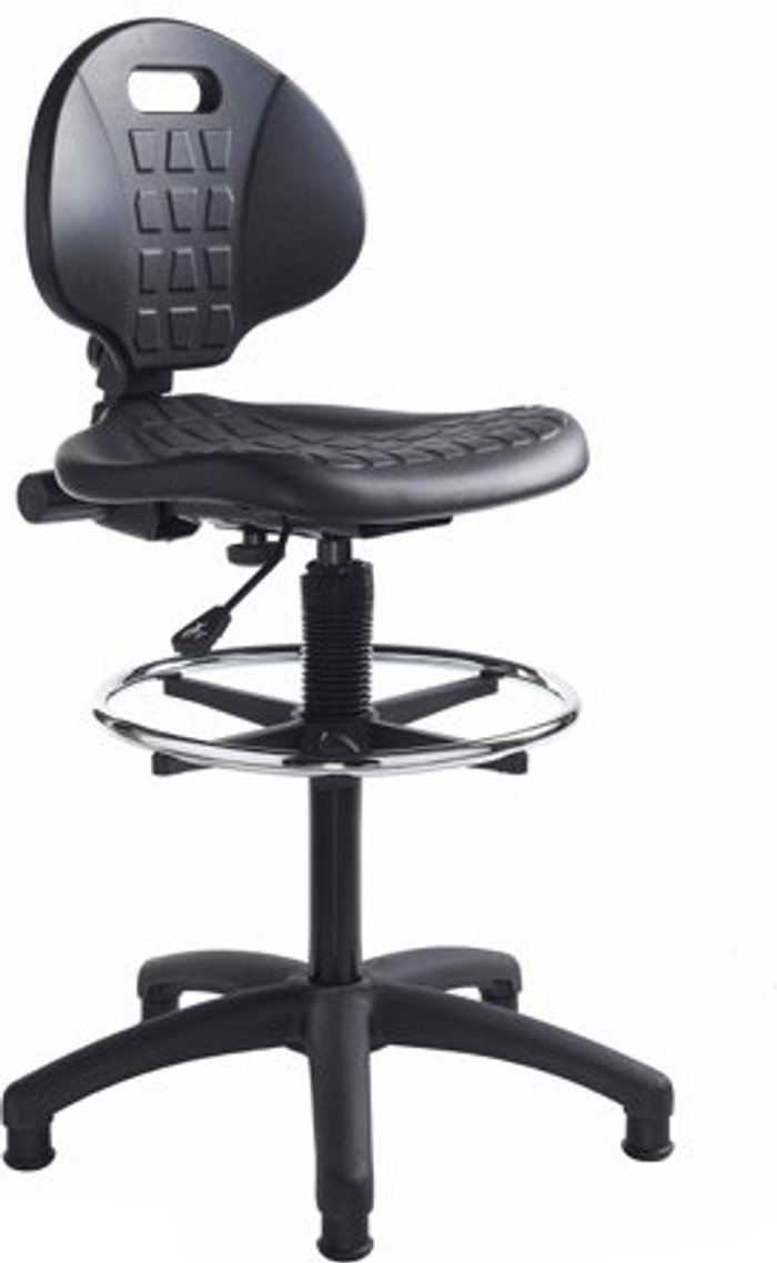Office Monster | Prema Prema polyurethane industrial operator chair with contoured back support - black Prema Prema polyurethane industrial operator chair with contoured back support - black