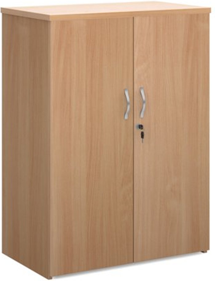 Office Monster | Universal Universal double door cupboard 1090mm high with 2 shelves - beech Universal Universal double door cupboard 1090mm high with 2 shelves - beech