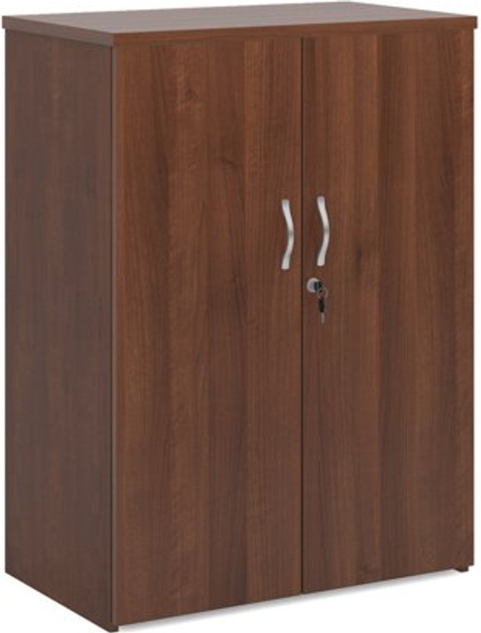 Office Monster | Universal Universal double door cupboard 1090mm high with 2 shelves - walnut Universal Universal double door cupboard 1090mm high with 2 shelves - walnut