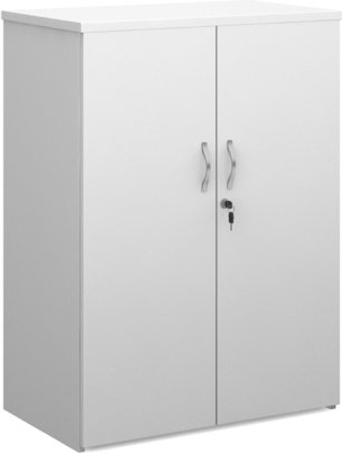 Office Monster | Universal Universal double door cupboard 1090mm high with 2 shelves - white Universal Universal double door cupboard 1090mm high with 2 shelves - white