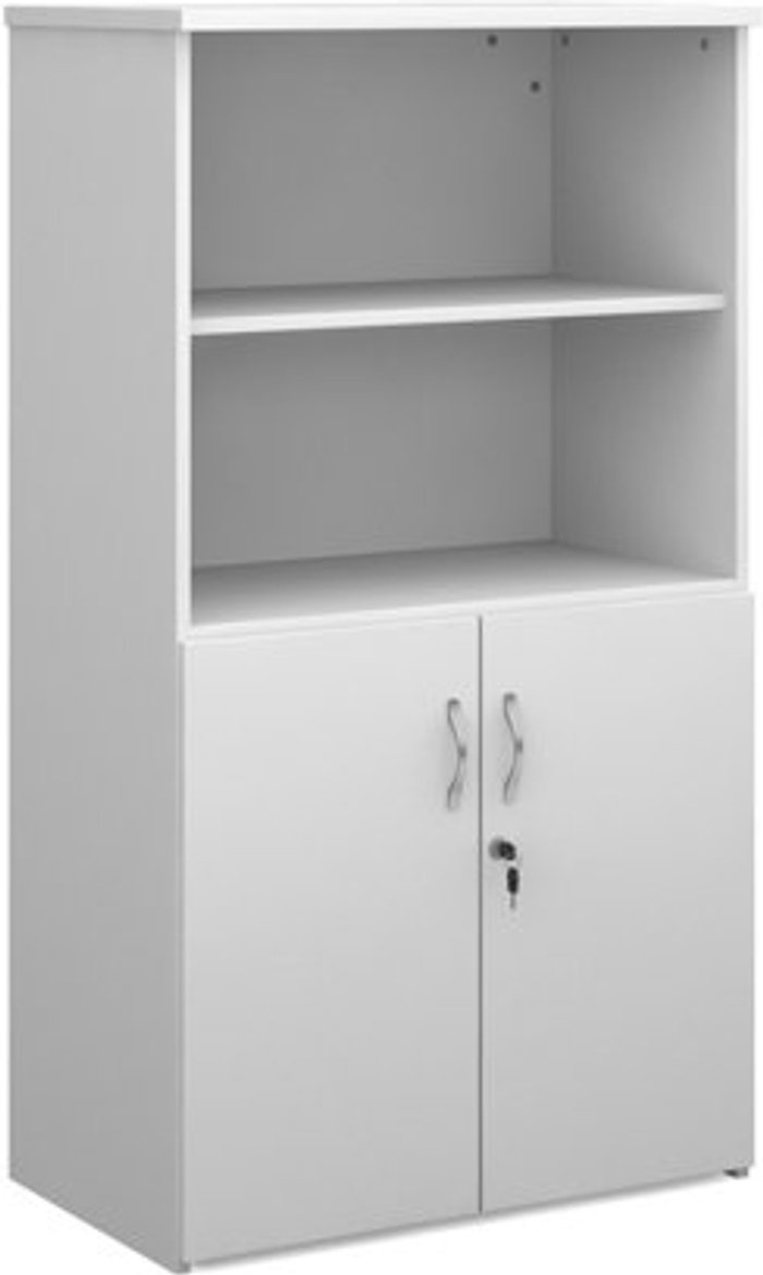 Office Monster | Duo Duo combination unit with open top 1440mm high with 3 shelves - white Duo Duo combination unit with open top 1440mm high with 3 shelves - white