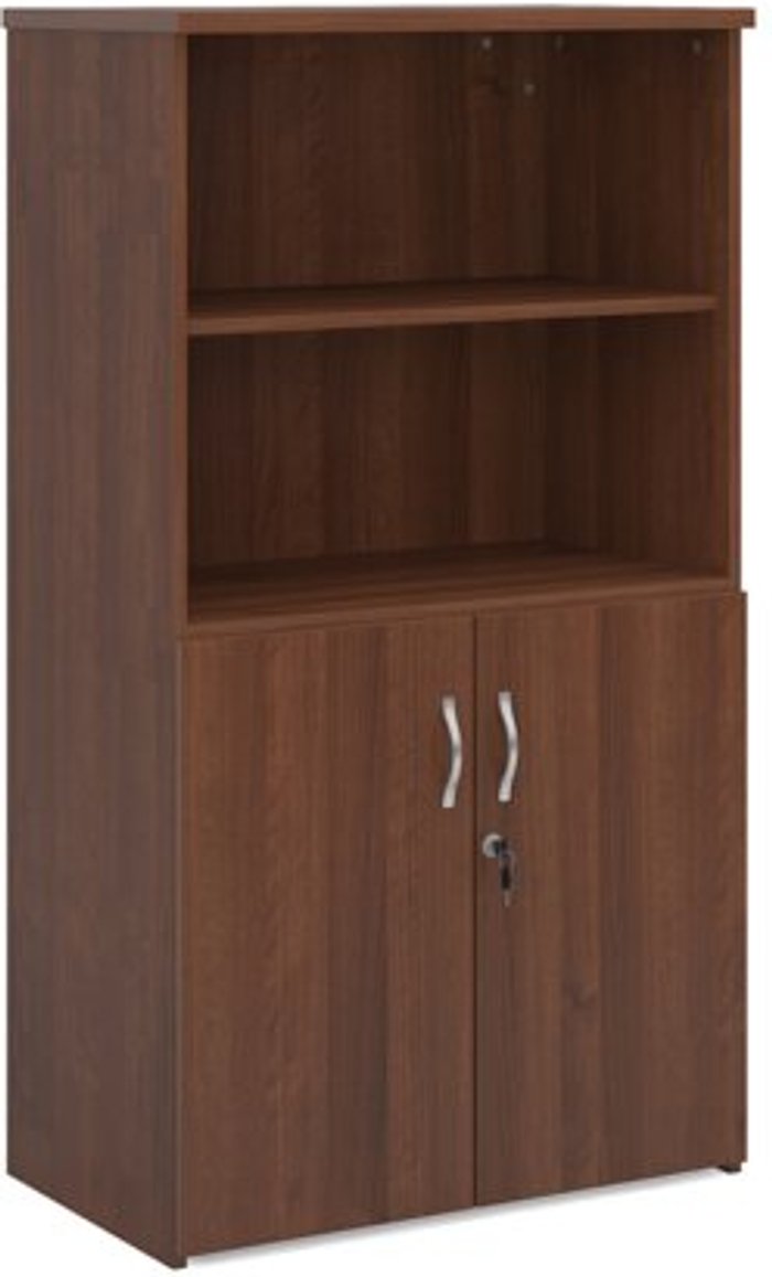Office Monster | Universal Universal combination unit with open top 1440mm high with 3 shelves - walnut Universal Universal combination unit with open top 1440mm high with 3 shelves - walnut