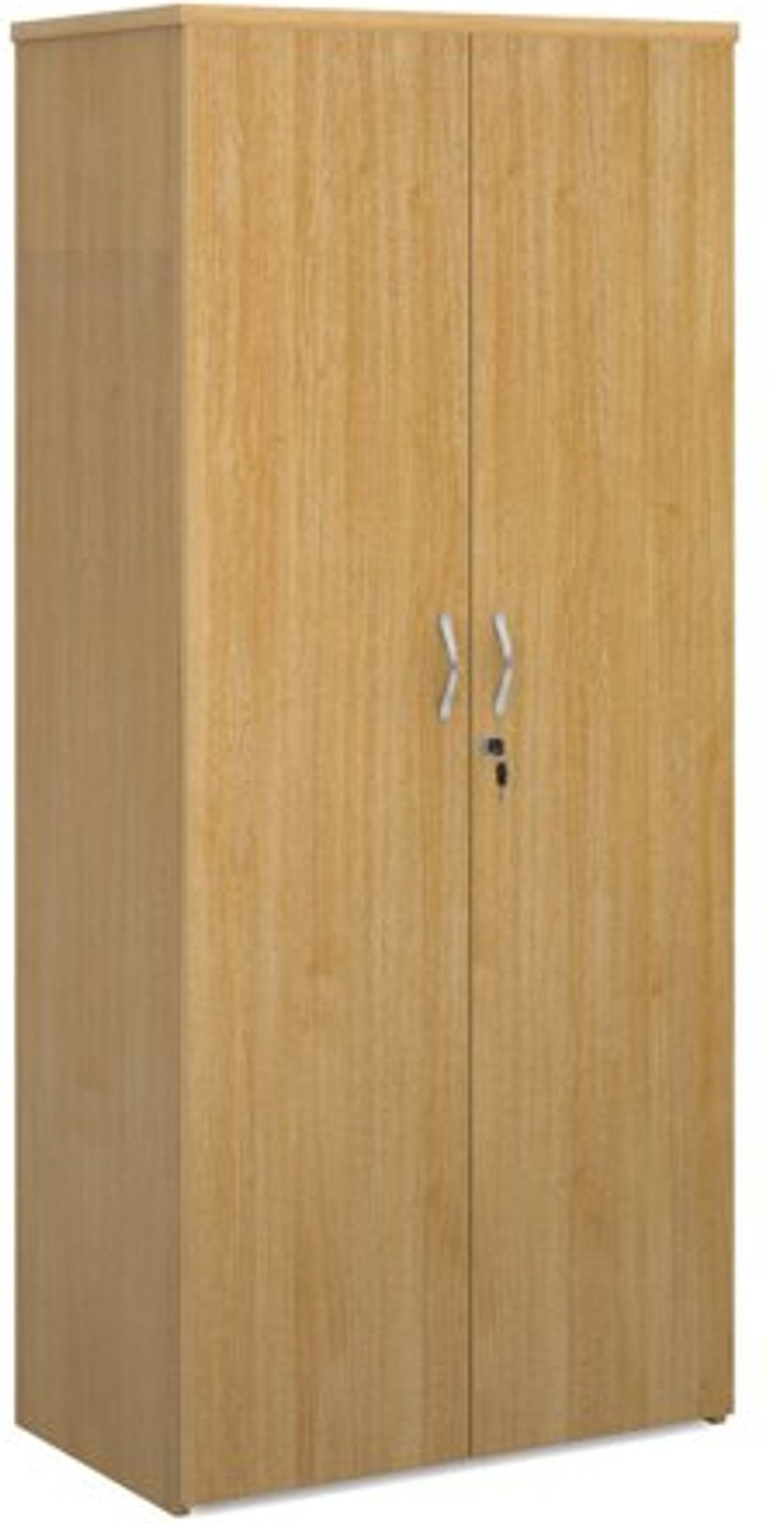Office Monster | Universal Universal double door cupboard 1790mm high with 4 shelves - oak Universal Universal double door cupboard 1790mm high with 4 shelves - oak
