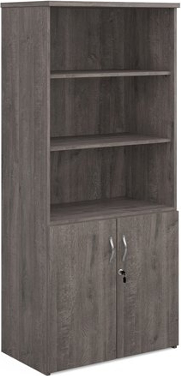 Office Monster | Universal Universal combination unit with open top 1790mm high with 4 shelves - grey oak Universal Universal combination unit with open top 1790mm high with 4 shelves - grey oak