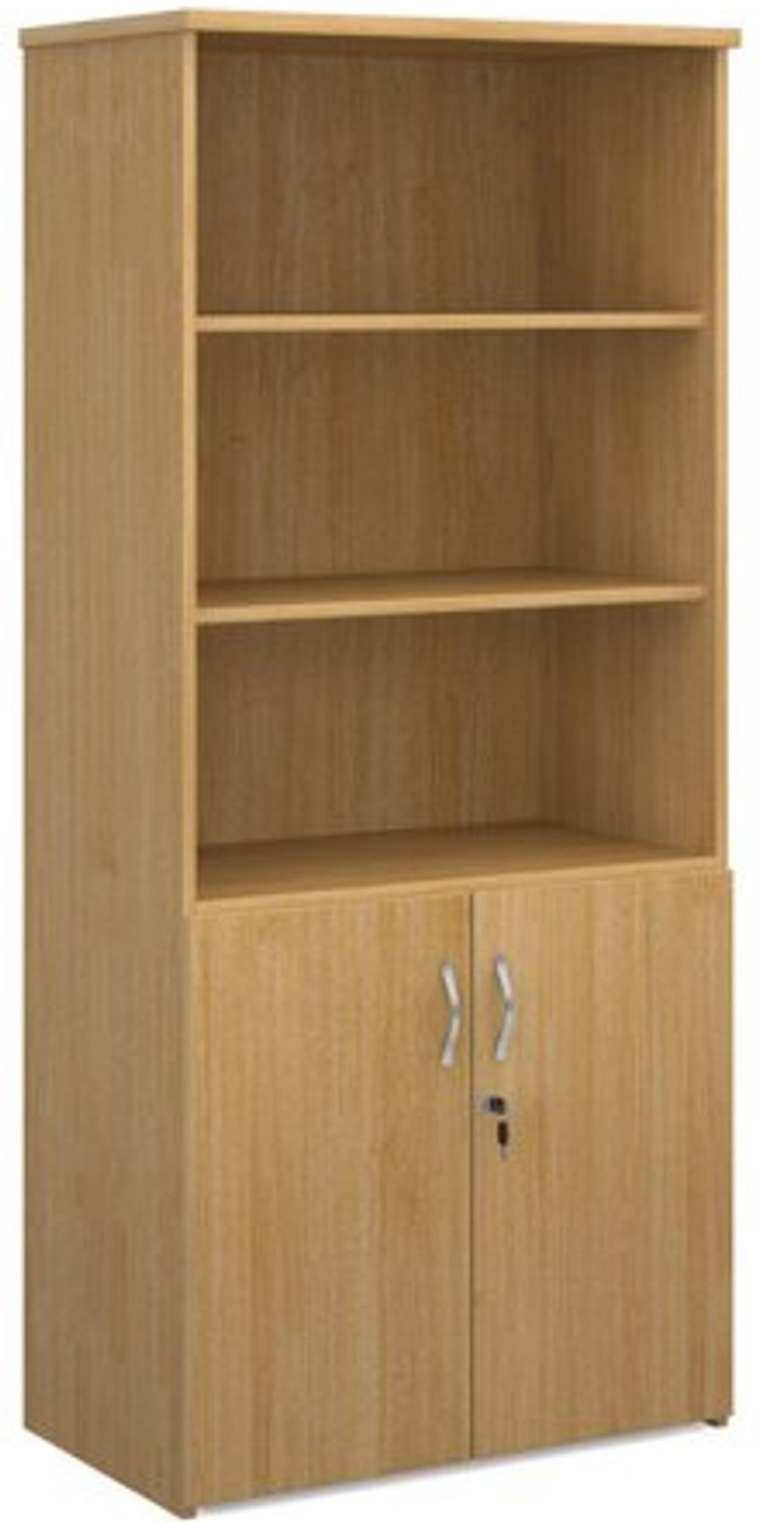 Office Monster | Universal Universal combination unit with open top 1790mm high with 4 shelves - oak Universal Universal combination unit with open top 1790mm high with 4 shelves - oak