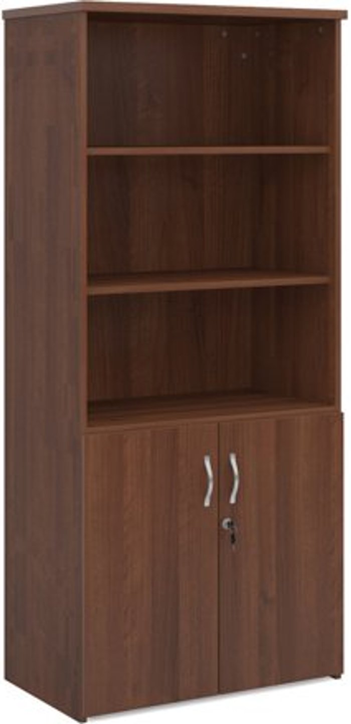 Office Monster | Universal Universal combination unit with open top 1790mm high with 4 shelves - walnut Universal Universal combination unit with open top 1790mm high with 4 shelves - walnut