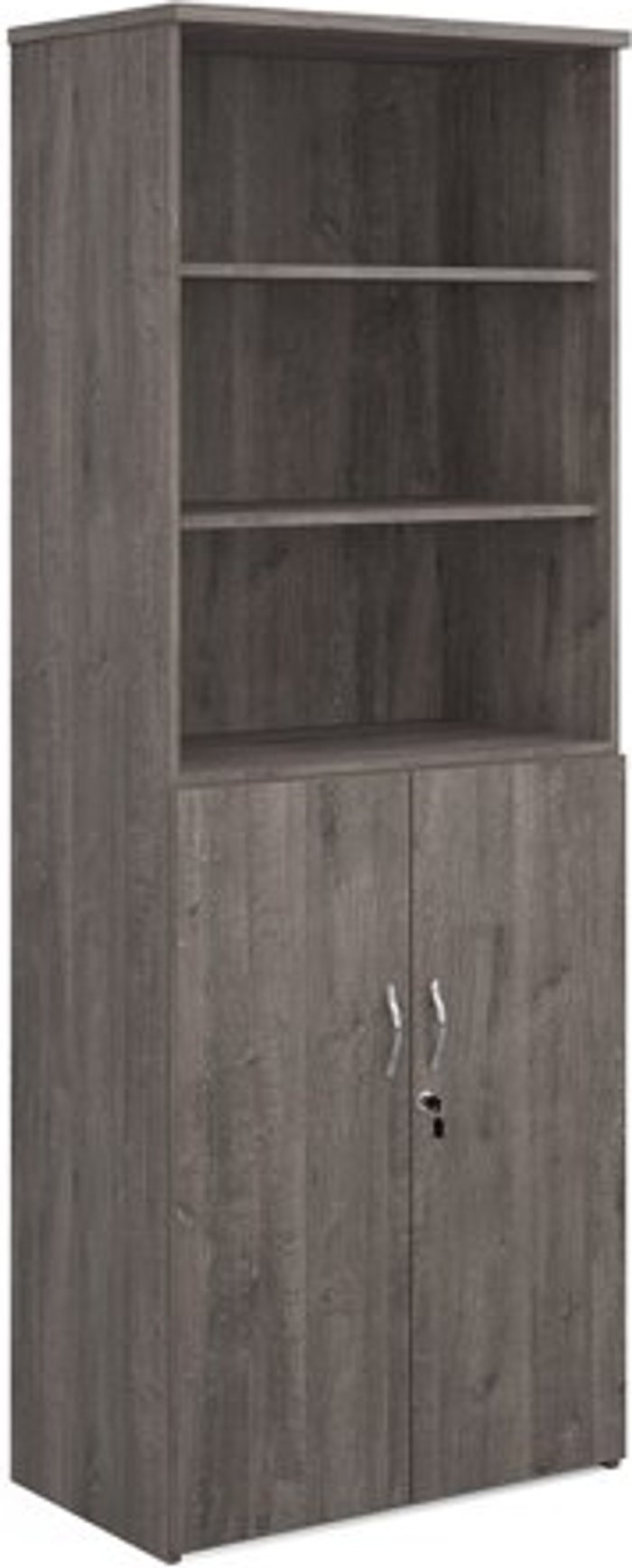 Office Monster | Universal Universal combination unit with open top 2140mm high with 5 shelves - grey oak Universal Universal combination unit with open top 2140mm high with 5 shelves - grey oak