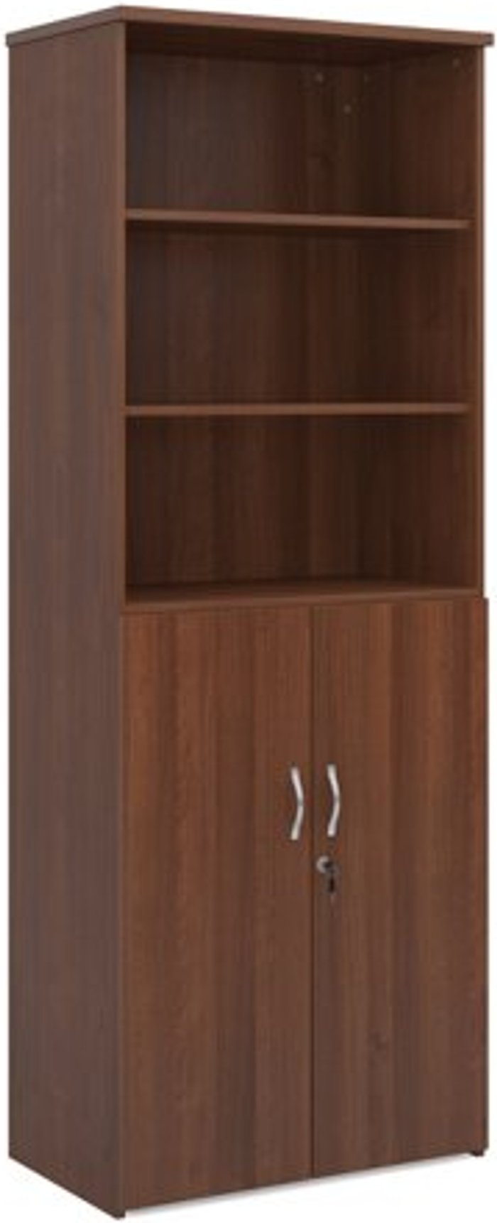 Office Monster | Universal Universal combination unit with open top 2140mm high with 5 shelves - walnut Universal Universal combination unit with open top 2140mm high with 5 shelves - walnut