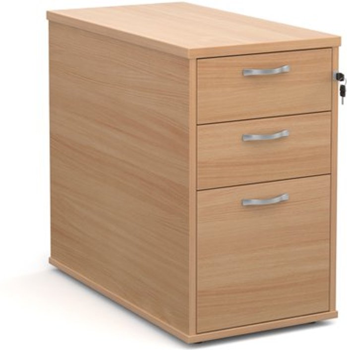 Office Monster | Universal Desk high 3 drawer pedestal with silver handles 800mm deep - beech Universal Desk high 3 drawer pedestal with silver handles 800mm deep - beech