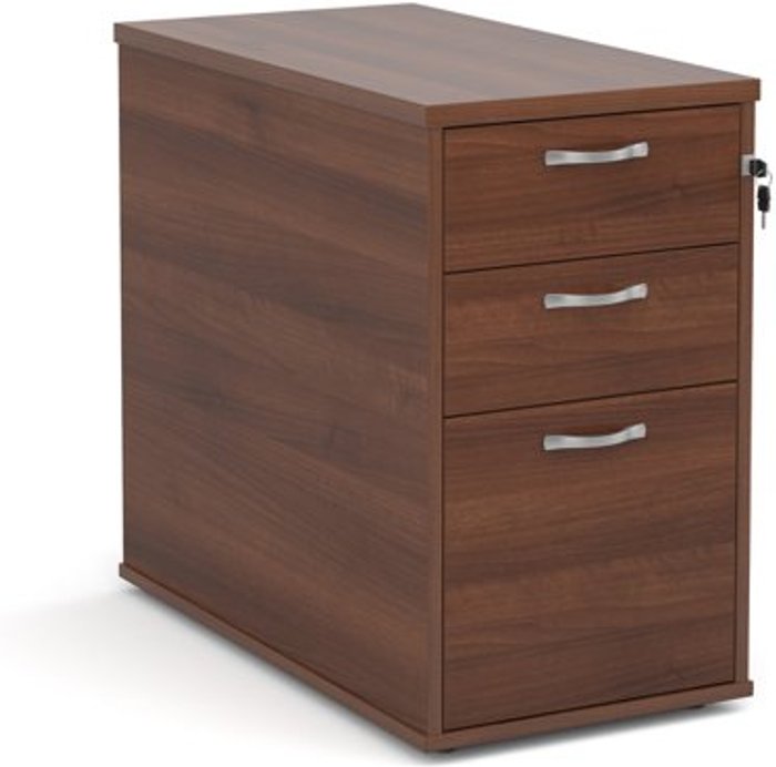 Office Monster | Universal Desk high 3 drawer pedestal with silver handles 800mm deep - walnut Universal Desk high 3 drawer pedestal with silver handles 800mm deep - walnut