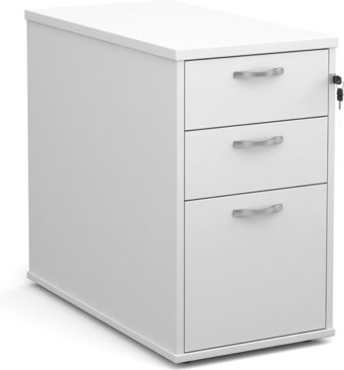 Office Monster | Universal Desk high 3 drawer pedestal with silver handles 800mm deep - white Universal Desk high 3 drawer pedestal with silver handles 800mm deep - white