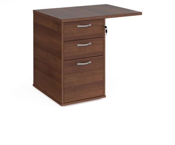 Office Monster | Universal Desk high 3 drawer pedestal 600mm deep with 800mm flyover top - walnut Universal Desk high 3 drawer pedestal 600mm deep with 800mm flyover top - walnut