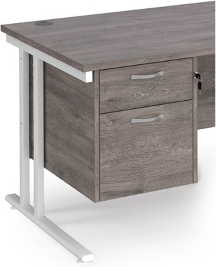 Office Monster | Maestro 25 Maestro 25 2 drawer fixed pedestal - grey oak Maestro 25 Maestro 25 2 drawer fixed pedestal - grey oak