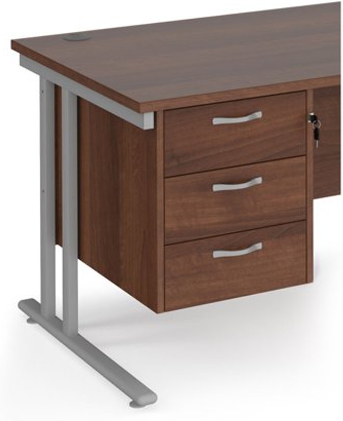 Office Monster | Maestro 25 Maestro 25 3 drawer fixed pedestal - walnut Maestro 25 Maestro 25 3 drawer fixed pedestal - walnut
