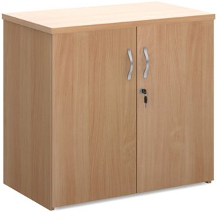 Office Monster | Universal Universal double door cupboard 740mm high with 1 shelf - beech Universal Universal double door cupboard 740mm high with 1 shelf - beech