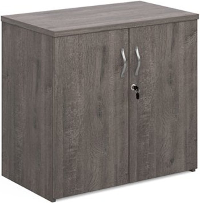 Office Monster | Universal Universal double door cupboard 740mm high with 1 shelf - grey oak Universal Universal double door cupboard 740mm high with 1 shelf - grey oak