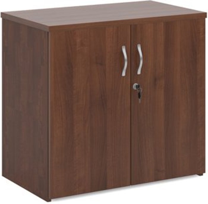 Office Monster | Universal Universal double door cupboard 740mm high with 1 shelf - walnut Universal Universal double door cupboard 740mm high with 1 shelf - walnut