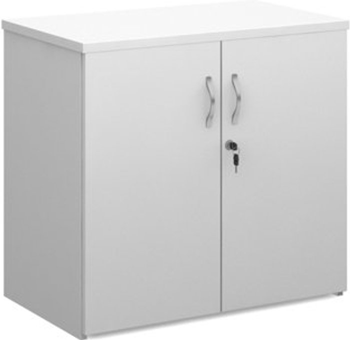 Office Monster | Universal Universal double door cupboard 740mm high with 1 shelf - white Universal Universal double door cupboard 740mm high with 1 shelf - white