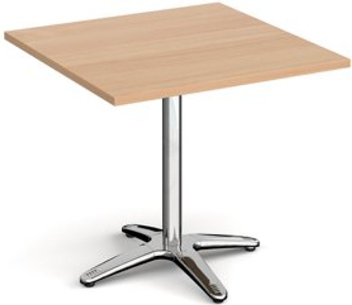 Office Monster | Roma Roma square dining table with 4 leg chrome base 800mm - beech Roma Roma square dining table with 4 leg chrome base 800mm - beech