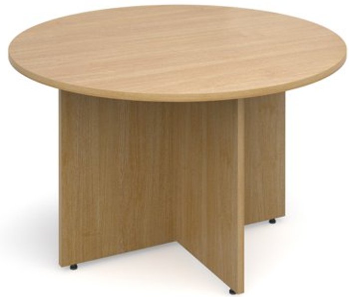 Office Monster | Dams Arrow head leg circular meeting table 1200mm - oak Dams Arrow head leg circular meeting table 1200mm - oak