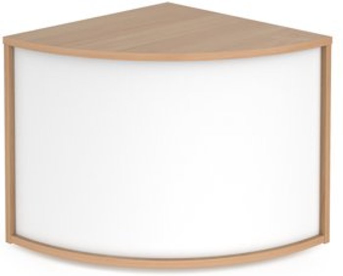 Office Monster | Denver Denver reception 90° corner base unit 800mm - beech with white panels Denver Denver reception 90° corner base unit 800mm - beech with white panels