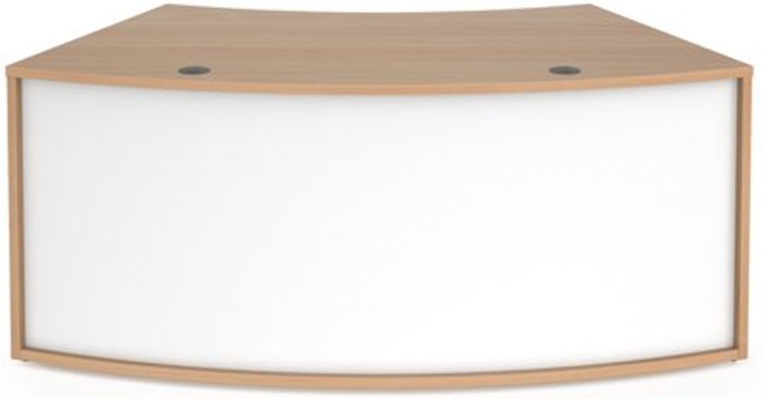Office Monster | Denver Denver reception 45° curved base unit 1800mm - beech with white panels Denver Denver reception 45° curved base unit 1800mm - beech with white panels