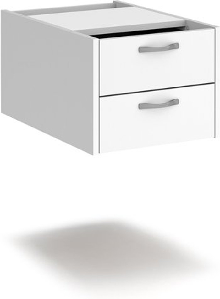 Office Monster | Maestro 25 Maestro 25 shallow 2 drawer fixed pedestal for 600mm deep desks - white Maestro 25 Maestro 25 shallow 2 drawer fixed pedestal for 600mm deep desks - white