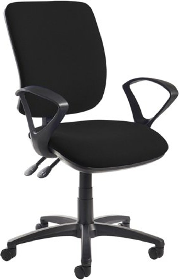 Office Monster | Senza Senza High fabric back operator chair with fixed arms - black Senza Senza High fabric back operator chair with fixed arms - black