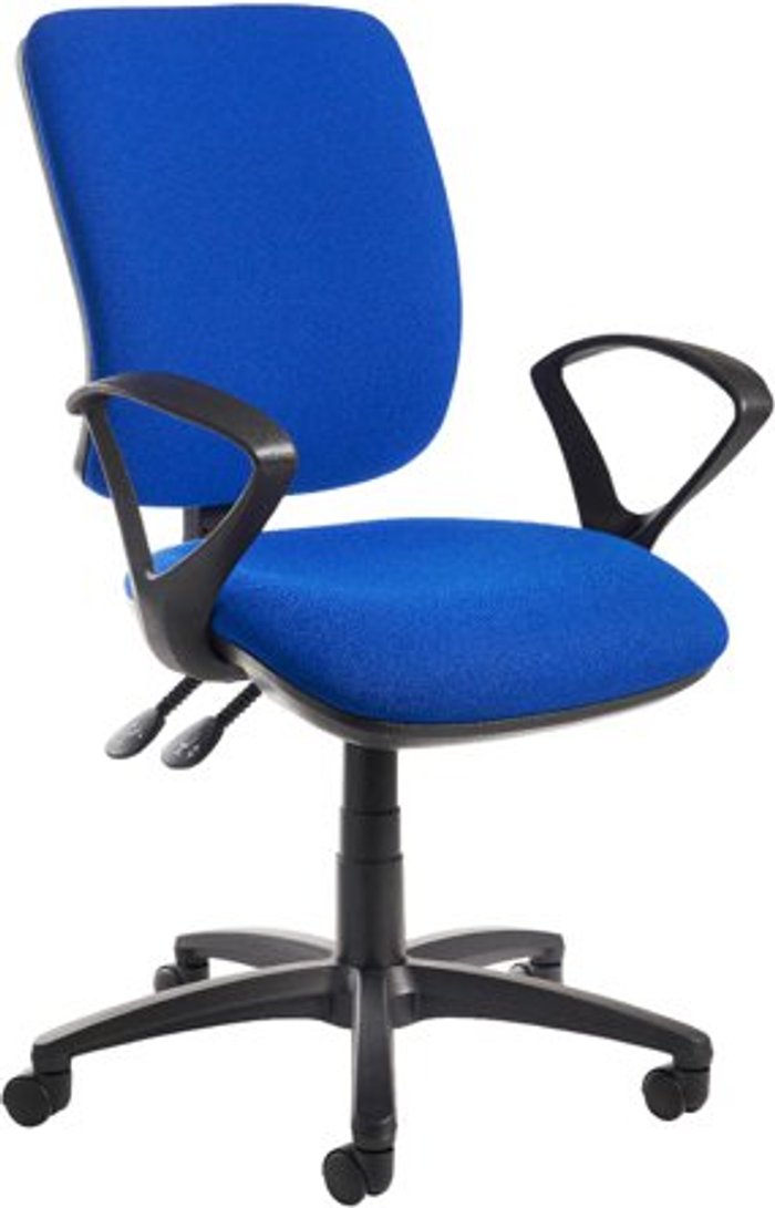 Office Monster | Senza Senza High fabric back operator chair with fixed arms - blue Senza Senza High fabric back operator chair with fixed arms - blue